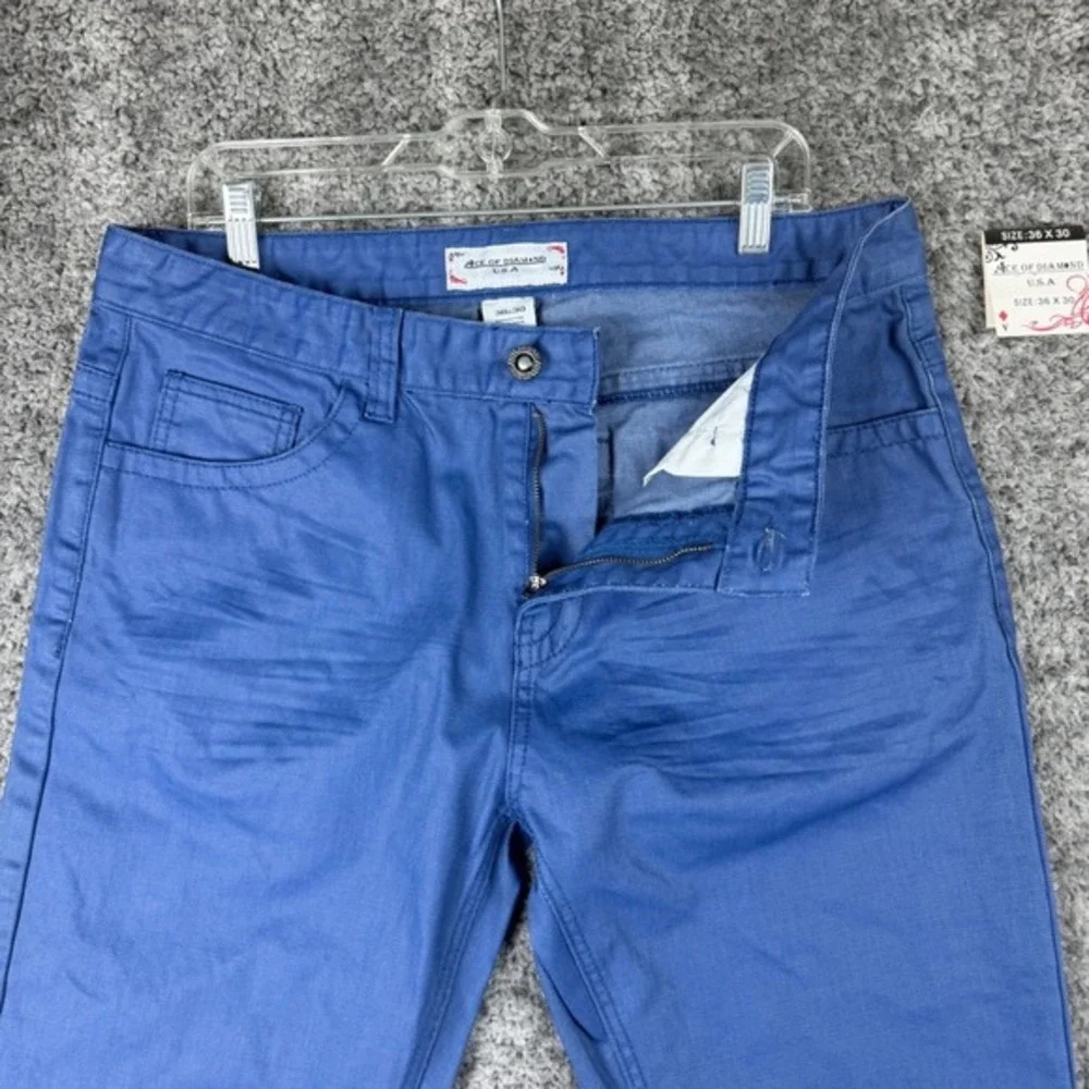 Ace of Diamond USA Mens W36 L30 Blue Straight Leg Cotton Twill Pants Casual